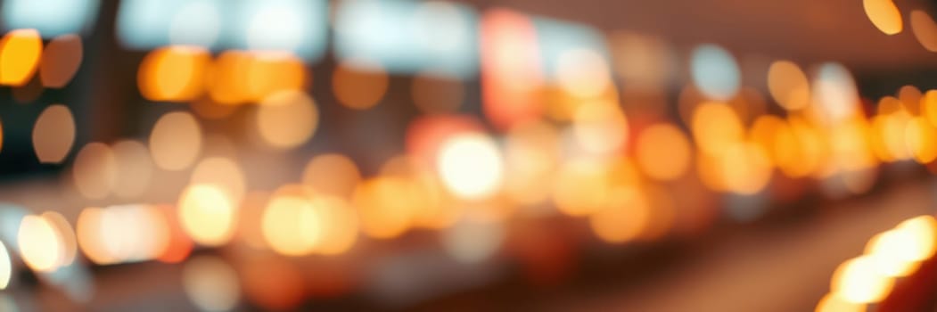 Evening commuters navigate a busy city street, illuminated by colorful blurred lights from vehicles and buildings creating a lively urban ambiance.