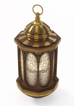 Eid Mubarak lantern isolated on white background. 3D illustration.
