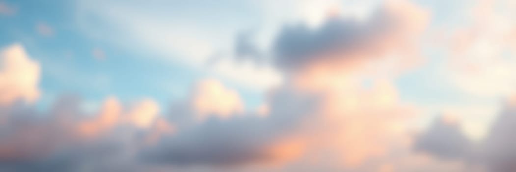 Soft pastel hues blend across the sky at sunset, highlighting clouds in vibrant colors. This tranquil scene evokes a sense of calm and natural beauty as day transitions to night.