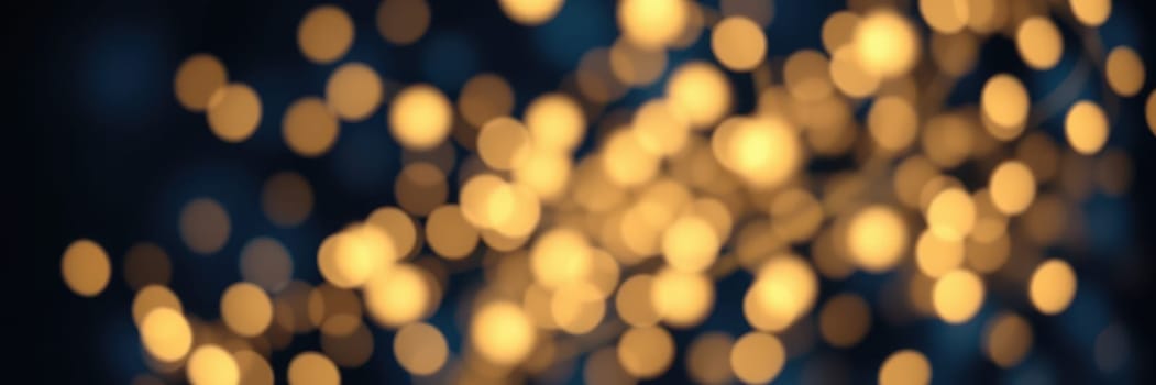 Softly glowing golden bokeh lights illuminate the evening, creating a cozy and inviting ambience suitable for gatherings and festivities, enhancing the mood of the night.
