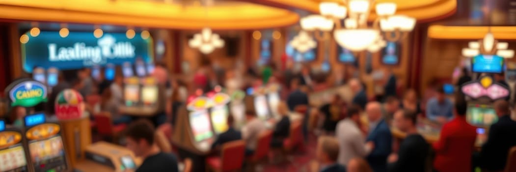 Crowds of people gather around vibrant slot machines in a lively casino environment, filled with excitement and anticipation as they engage in gaming fun at night.