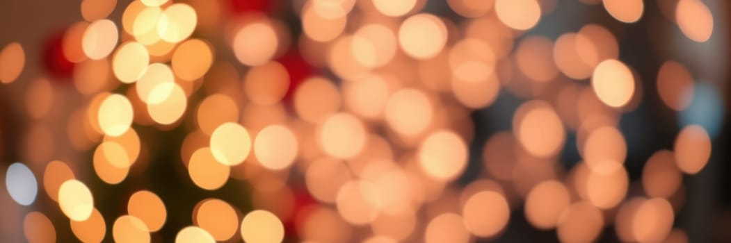 Soft golden lights blur in the background, evoking a cheerful atmosphere for a holiday gathering, surrounded by seasonal decorations and holiday cheer.