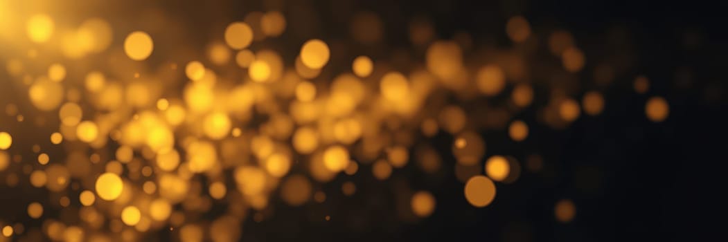 Bright golden particles float through the air, creating a mesmerizing effect that enhances the festive atmosphere of a nighttime celebration filled with excitement and joy.