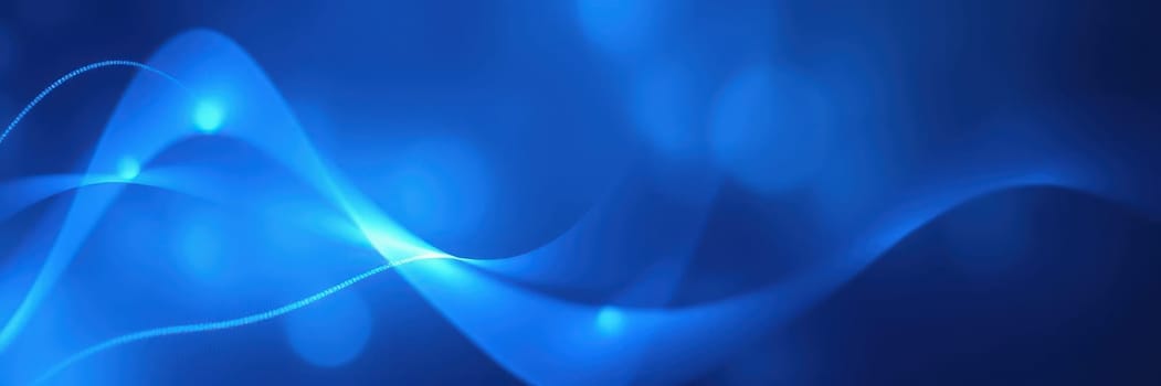 Soft curves of blue light blend seamlessly in a digital environment, creating an immersive atmosphere full of depth and fluidity. The design evokes emotion and tranquility.