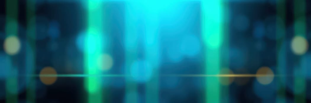 Colors blend seamlessly in a digital space featuring luminous blue and green stripes that evoke a sense of depth and modernity. The design creates an immersive, futuristic ambiance.