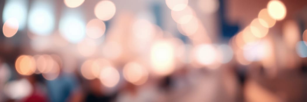 Soft lights create a warm atmosphere as a large crowd mingles in a lively venue during an evening event, showcasing the excitement and energy of the moment.