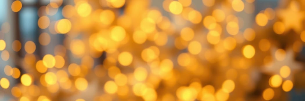 Soft golden bokeh lights twinkle and shimmer, creating a warm ambiance ideal for holiday gatherings, winter celebrations, and cozy indoor activities.