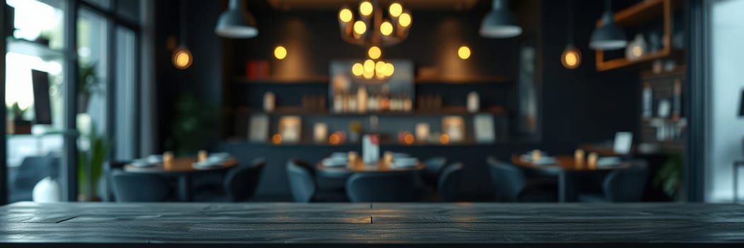 A cozy restaurant interior features dark walls, warm pendant lights, and beautifully set tables in a welcoming atmosphere perfect for dining gatherings.