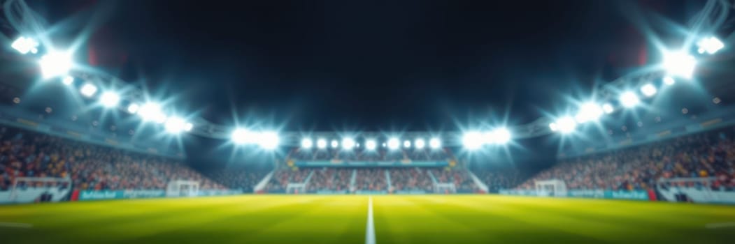 Bright floodlights illuminate the field during an exciting soccer match at night, filling the stadium with energy and cheers from enthusiastic fans.