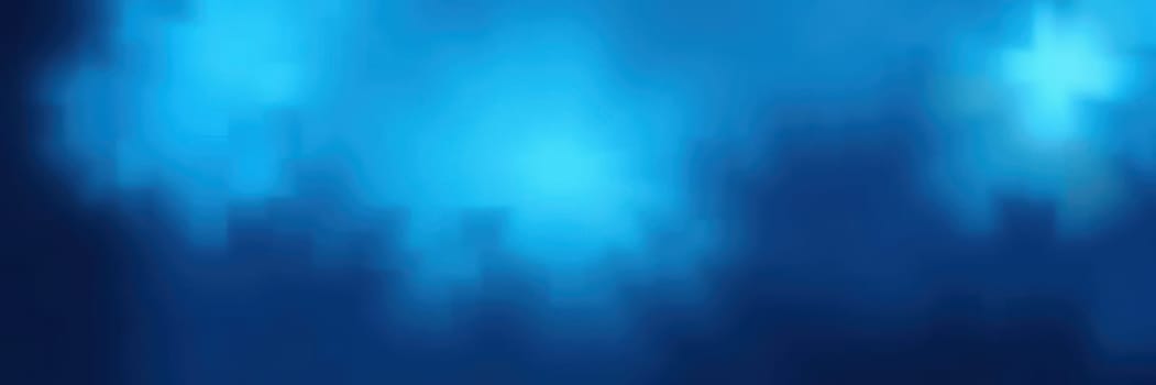 A group of divers explore the depths of a serene ocean, illuminated by natural light filtering through the water. Their silhouettes create an ethereal atmosphere amidst vibrant blue shades.
