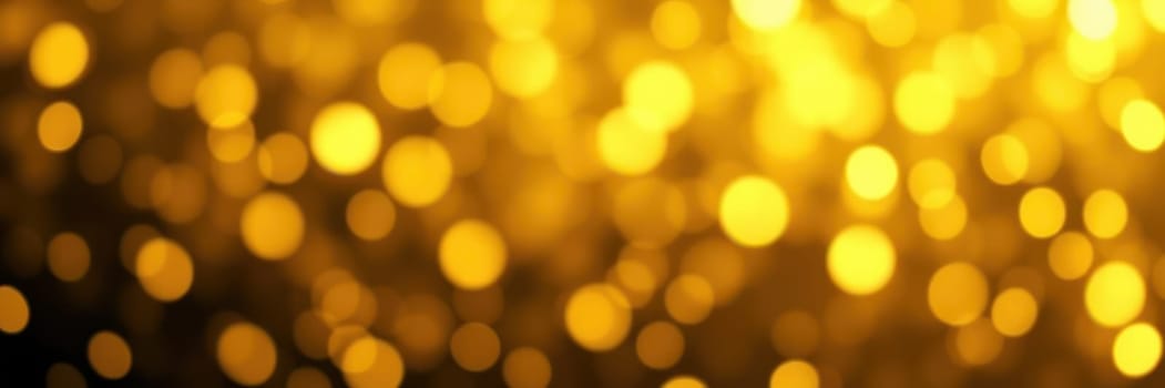 Golden bokeh lights shimmer against a dark background, creating a warm and inviting ambiance perfect for parties, celebrations, or gatherings during nighttime.