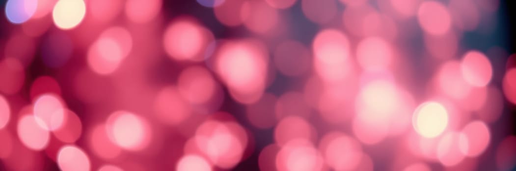 Bright red bokeh lights fill the background during a nighttime celebration, creating a lively and festive mood for attendees enjoying the festivities.