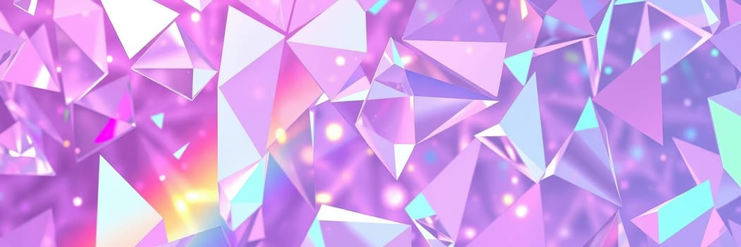 A stunning arrangement of multifaceted crystal shapes showcases a blend of purple and blue hues. The colorful reflections add depth and sparkle, enhancing the visual appeal.