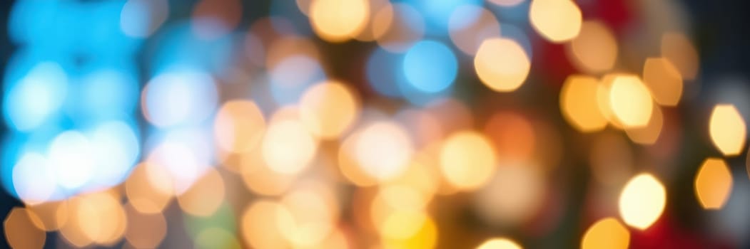 Soft, colorful bokeh lights illuminate the night, creating a warm and inviting ambiance. People enjoy festivities in a lively urban setting, enhancing the holiday spirit.