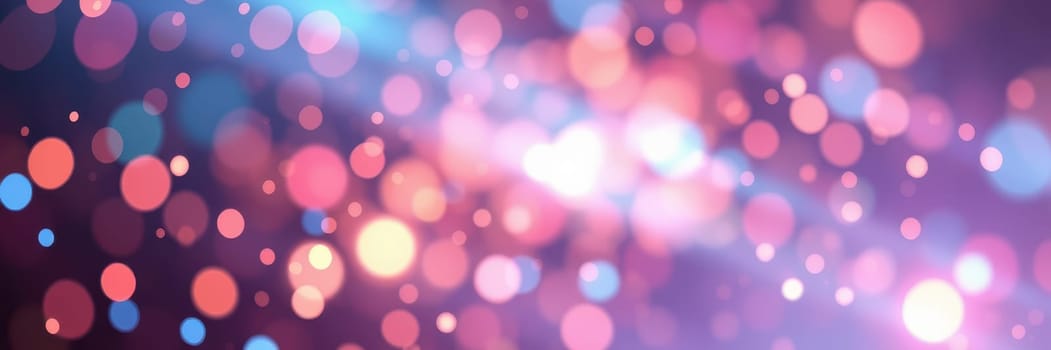 Colorful bokeh lights glow against a dark background, creating a lively and festive atmosphere. The vibrant hues blend seamlessly, enhancing the ambiance of a joyful celebration.