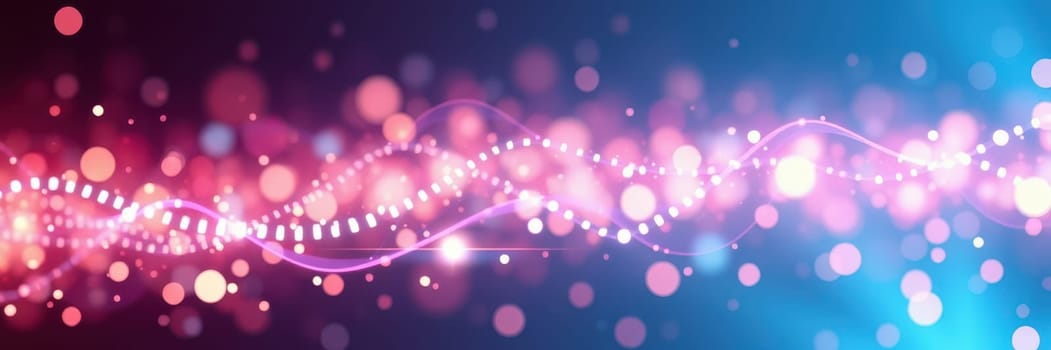 Vibrant bokeh lights blend in a wave pattern, showcasing a mix of pink, purple, and blue tones. This dazzling background is perfect for creative projects or digital designs.