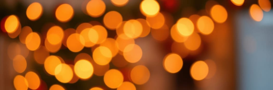 Soft golden lights create a warm and inviting atmosphere in a cozy indoor setting. The festive decoration suggests a joyful holiday spirit and celebration.