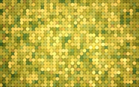 A vibrant pattern features numerous overlapping circles in various shades of yellow and green, creating an engaging and dynamic visual texture suitable for backgrounds or graphic design.