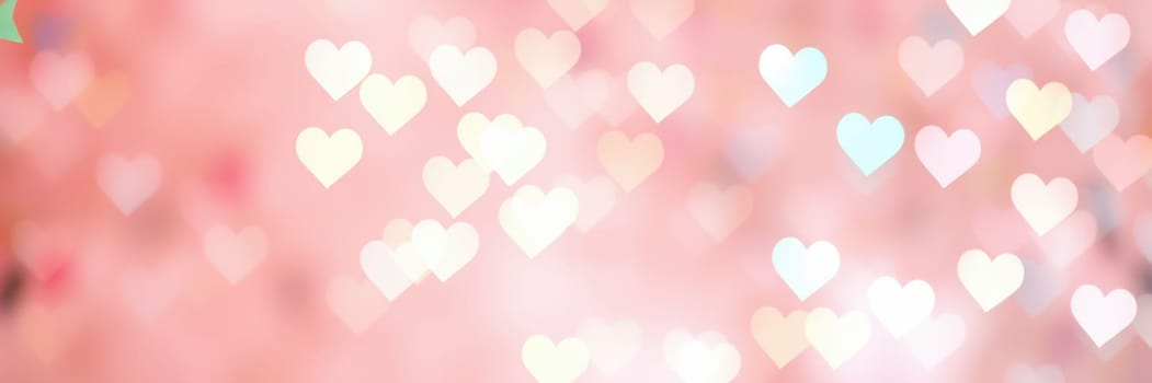 Soft, pastel heart shapes are scattered across a gentle pink backdrop, perfect for enhancing the atmosphere of romantic celebrations or festive gatherings.