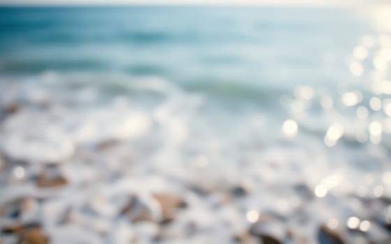 Gentle waves roll onto the sandy shore, sparkling in the sunlight. The peaceful atmosphere invites relaxation and enjoyment of nature's beauty.