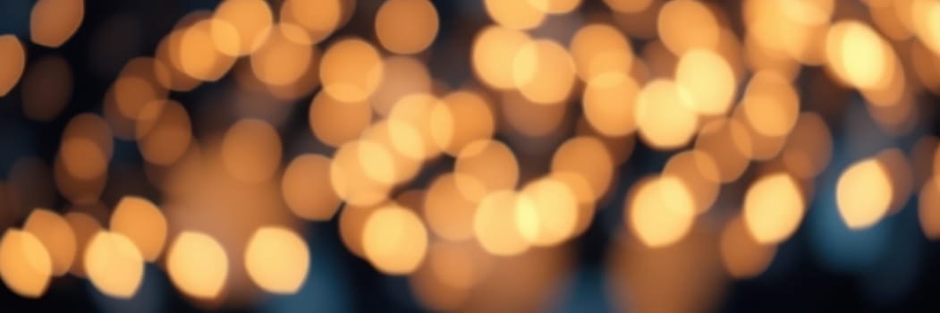A soft blur of golden lights creates a warm and inviting ambiance during a festive night celebration. The glow adds charm to the surroundings, evoking joy.