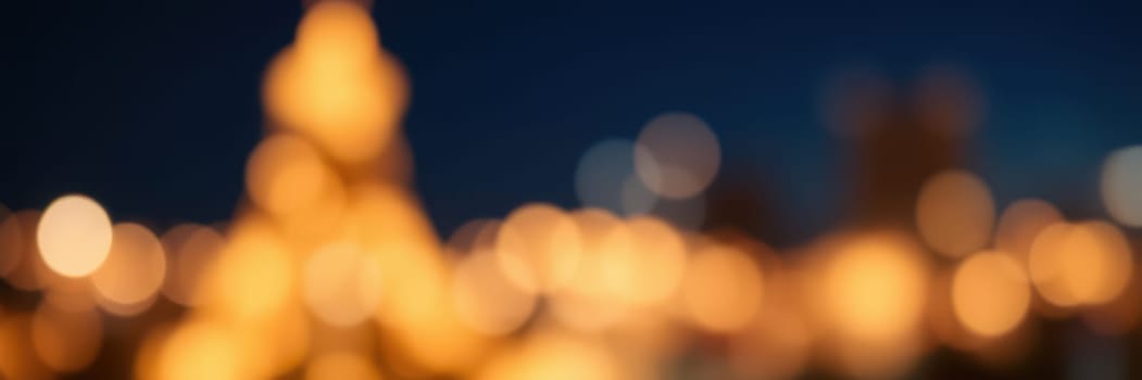 Bright, glowing lights illuminate the skyline as evening settles over the city, creating a festive and enchanting ambiance for the gathering in late summer.
