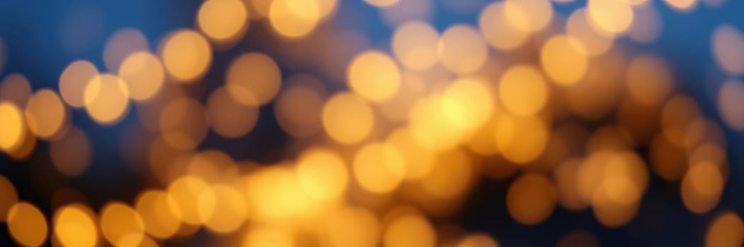 Soft, blurred lights twinkle in shades of amber and gold, setting an inviting mood for an evening celebration held outdoors amidst charming city surroundings.