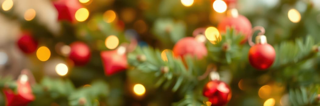 A Christmas tree adorned with vibrant red ornaments and soft glowing lights brings joy and warmth to a holiday gathering, celebrating traditions with loved ones.