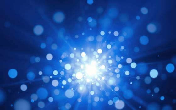 This bright blue backdrop features glowing circles and rays of light radiating outward, creating a dreamy and ethereal atmosphere perfect for backgrounds or designs.