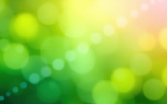A serene bokeh background showcases various shades of green illuminated by soft light, evoking a peaceful feeling reminiscent of a lush forest or garden during spring.