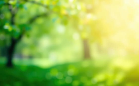 Sunlight filters through the leaves of trees in a tranquil forest, creating a peaceful atmosphere. The greenery shines brightly, inviting nature lovers to explore.