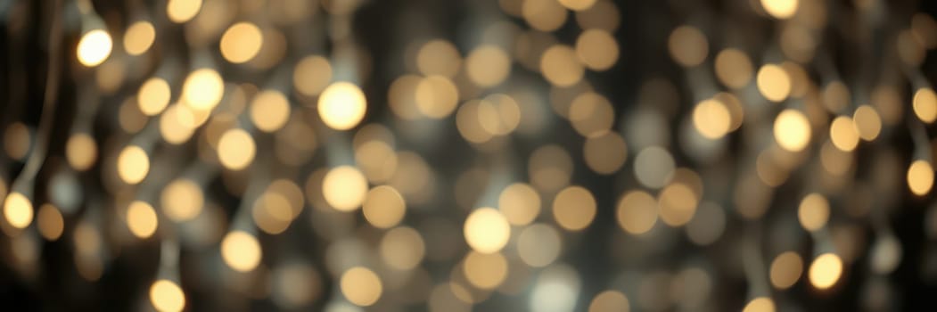 Twinkling golden lights illuminate a warm indoor setting, creating a cozy atmosphere perfect for gatherings. The soft glow enhances the inviting feel of the space.