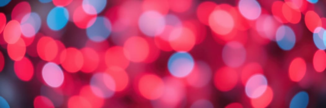 Soft, vibrant bokeh lights in red and blue illuminate the space, enhancing the lively atmosphere of a gathering or celebration at night.