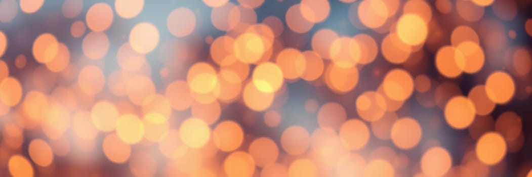 A collection of soft, glowing orbs fills the background with warm orange and golden hues, evoking a cozy and festive feeling during an evening event.