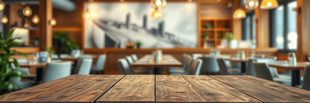 The dining area features wooden tables and contemporary decor with a bright atmosphere. Natural light illuminates the space, enhancing the inviting ambiance and making it perfect for meals.