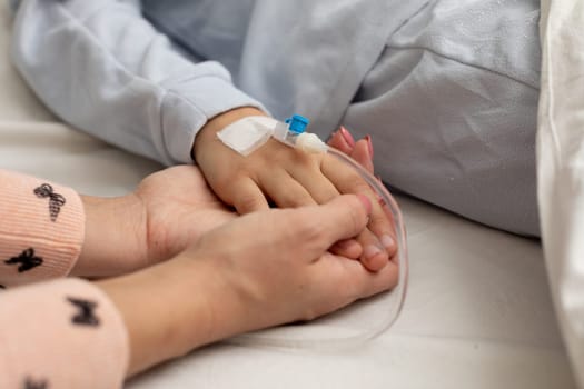 A touching moment between a loving parent and child in a hospital, symbolizing love and support during tough times