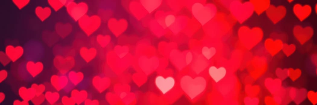 A backdrop filled with various red heart shapes creates a joyful and romantic ambiance, perfect for Valentine's Day or intimate gatherings.