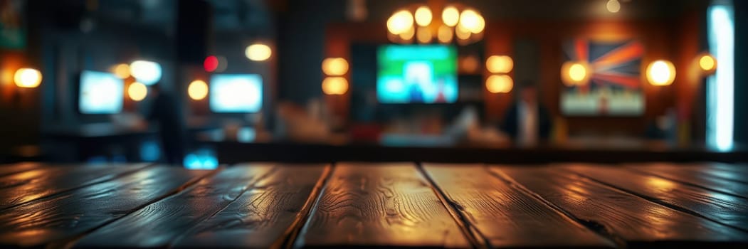 Warm lighting fills the bustling pub, where patrons enjoy drinks and conversation. Rustic wooden tables add charm to the relaxed atmosphere during a lively evening.