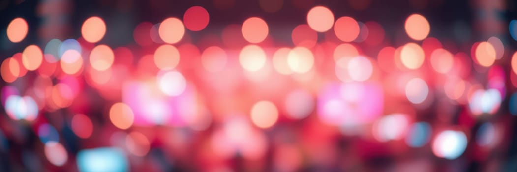 A lively concert unfolds in an urban venue at night, with vibrant lights creating a colorful atmosphere. The audience is fully engaged, enhancing the energy of the event.