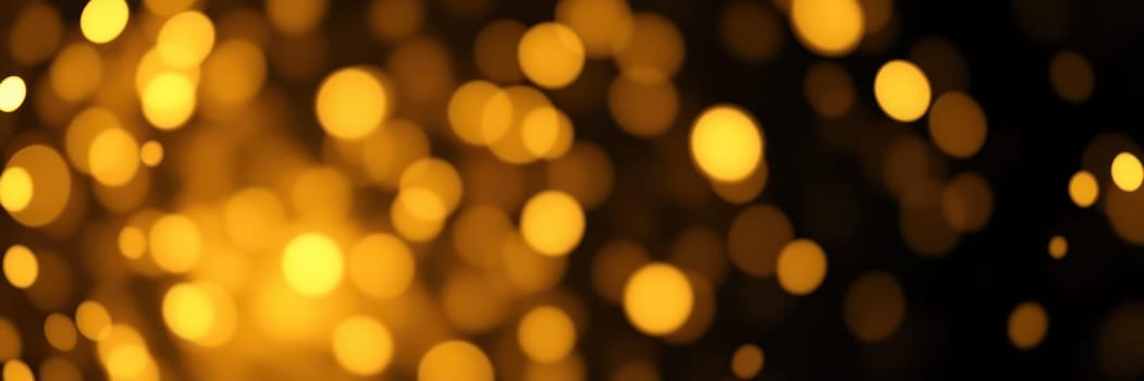 Soft, glowing golden lights create a magical ambiance in a celebration. The vibrant bokeh effect enhances the joyful atmosphere of the evening event.