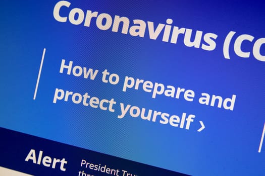 NAMPA, IDAHO - APRIL 14, 2020: cdc talking about the coronavirus