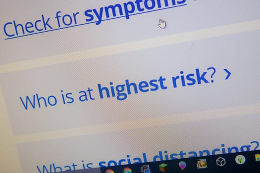 NAMPA, IDAHO - APRIL 14, 2020: cdc posting about who is highest at risk