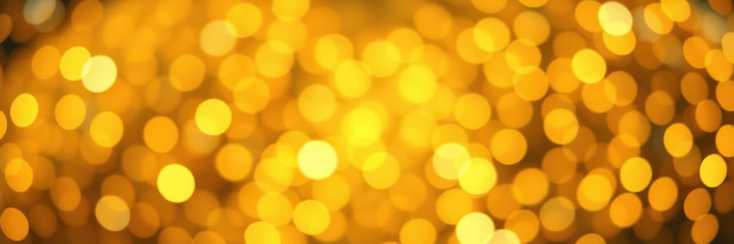 Glowing golden bokeh lights fill the space, creating a soft and warm ambiance suitable for evening gatherings and celebrations. The shimmering effect adds a joyful touch.