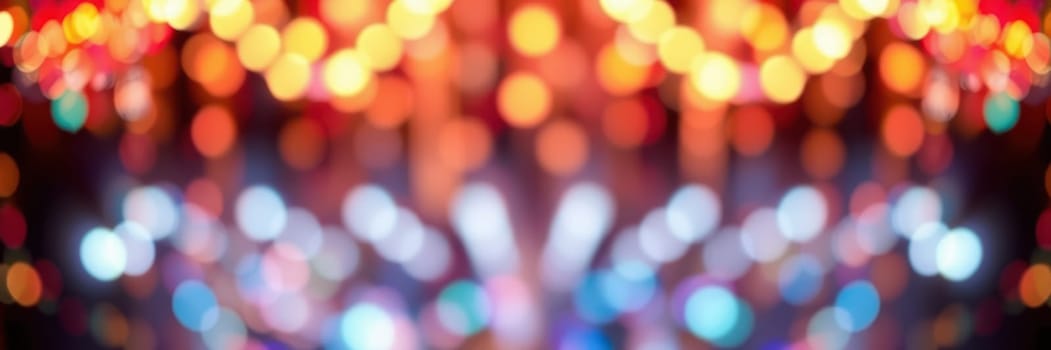 Brightly colored lights illuminate the night, creating an enchanting atmosphere at a lively gathering. The mix of hues enhances the celebratory mood of the event.