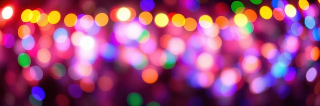 Bright, multicolored lights illuminate the evening, creating a whimsical setting for a lively celebration filled with joy and excitement. The soft bokeh adds charm.