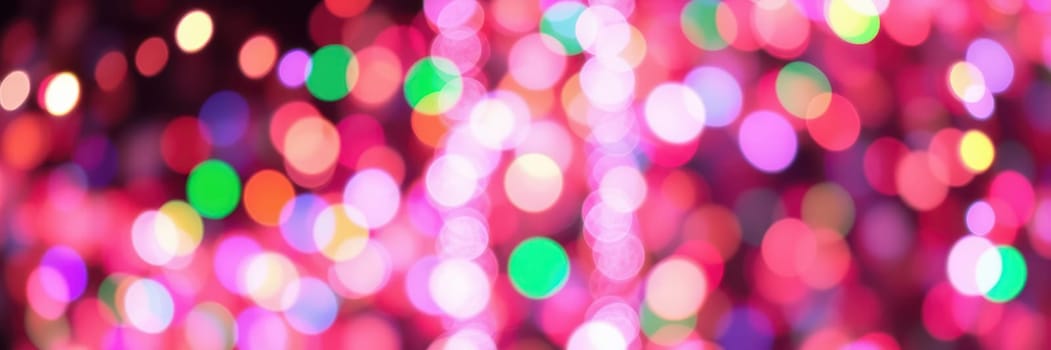 Colorful bokeh lights twinkle against a dark background, creating a vibrant and festive ambiance, perfect for nighttime events and celebrations. Bright hues of pink, green, and blue ignite joy.