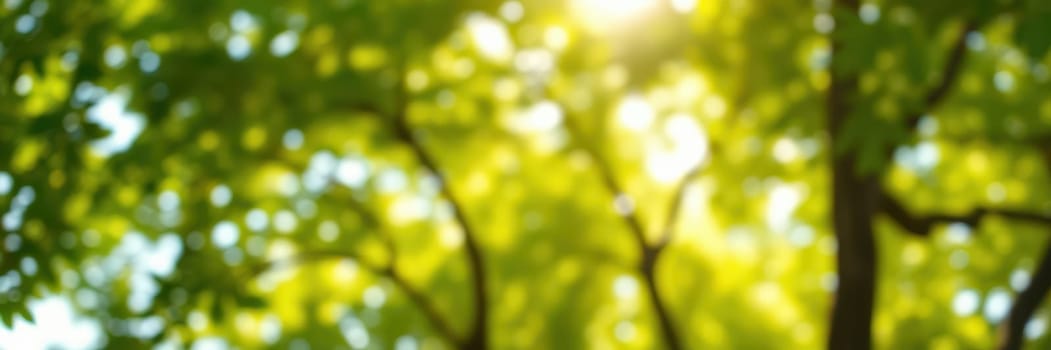 Sun rays gently penetrate a vibrant green canopy, creating a peaceful atmosphere in the forest as leaves dance softly in the breeze during the late afternoon.