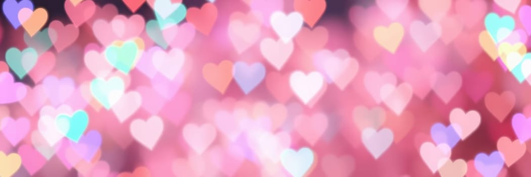 Colorful heart shapes softly blur together, forming a whimsical background filled with various pastel shades. This cheerful scene evokes feelings of love and joy, perfect for celebrations.