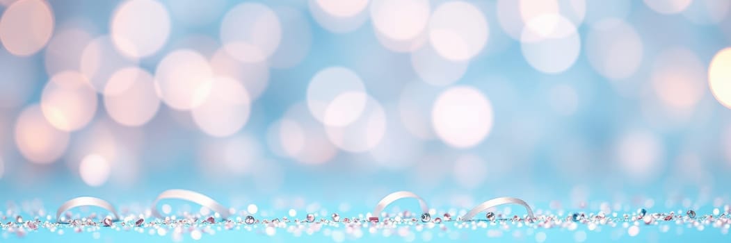 Tiny droplets glisten on a smooth surface, reflecting light against a softly blurred blue backdrop. This tranquil setting feels calming and refreshing, evoking a sense of purity.