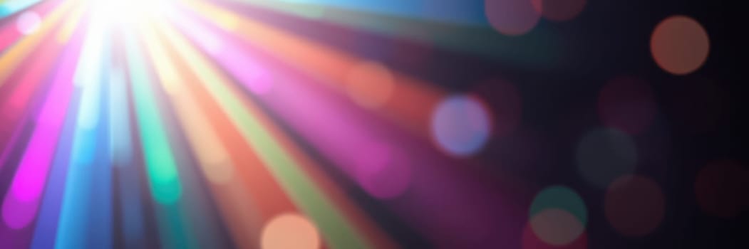 Bright beams of colorful light illuminate a darkened setting, creating a festive atmosphere. The vibrant hues blend beautifully, enhancing the joyful ambiance of the night.